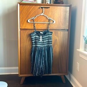 LOFT Smocked Pocket Romper- NAVY STRIPED